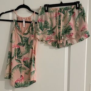 Target pajama set, pink with palm leaves, size XS